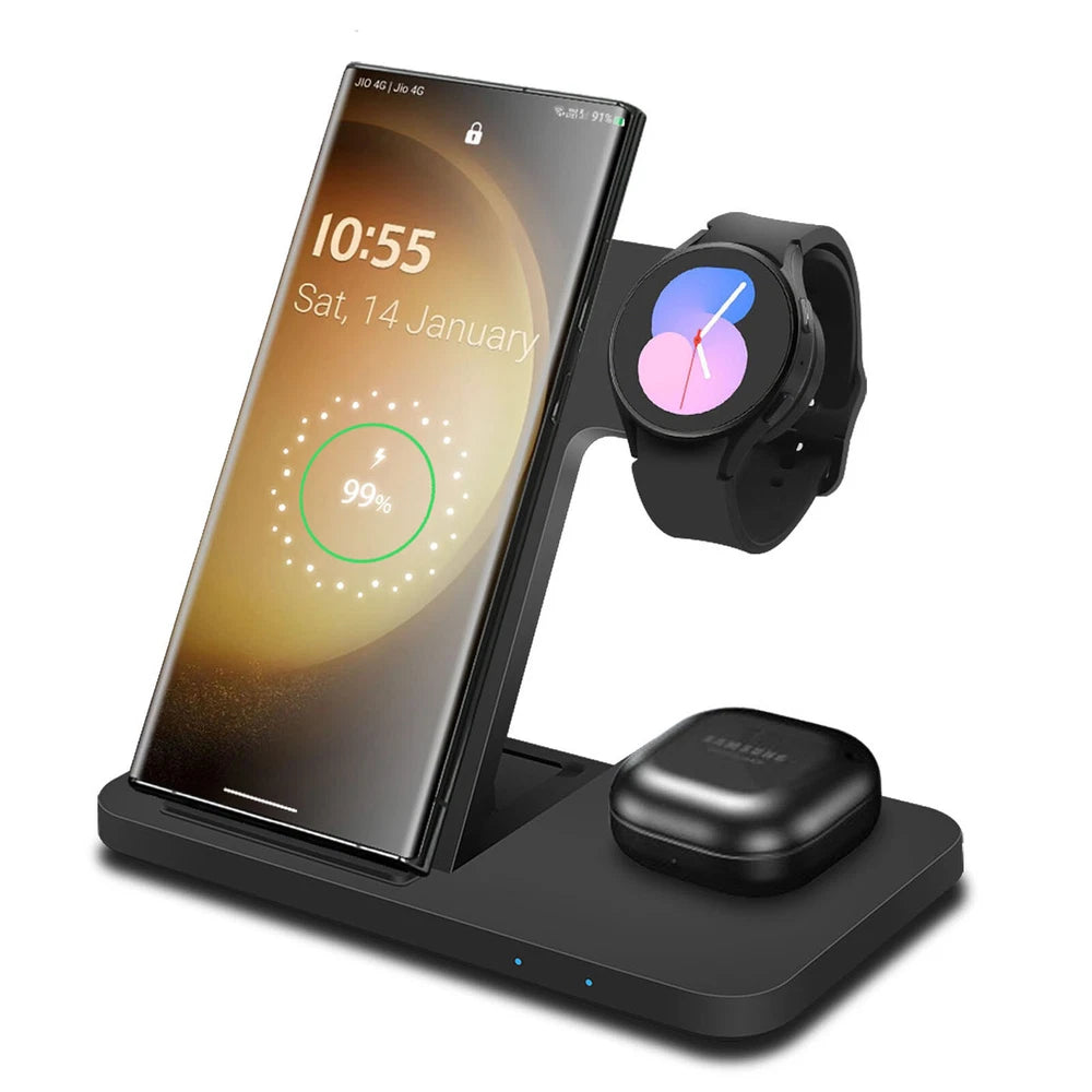 3in1 Wireless Charging Station For Samsung Galaxy Watch 8/Ultra S25 Edge S24 S23
