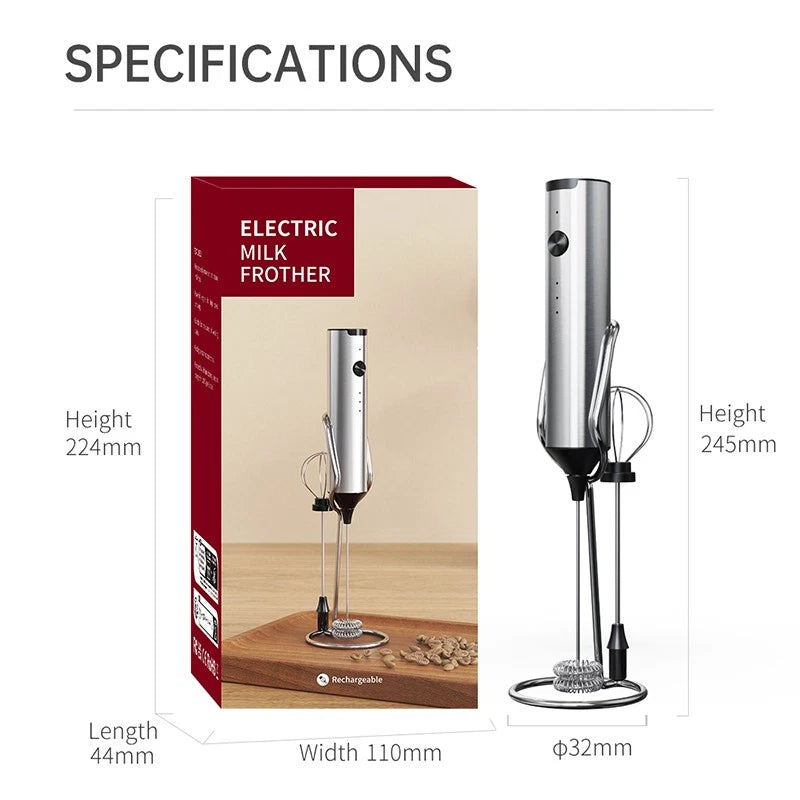 Electric Milk Frother 2 in 1 Egg Whisk Mixer Beater Latte Coffee Kitchen 3 Speed