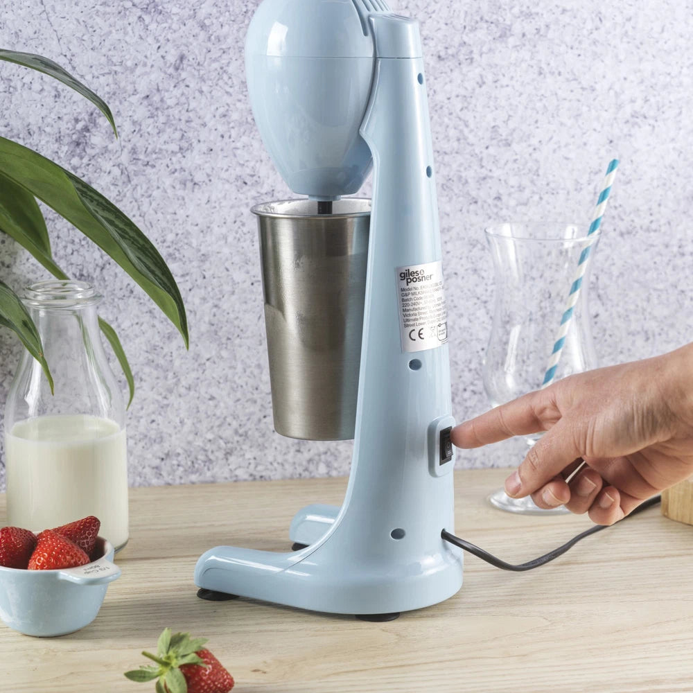 Giles & Posner Milkshake Maker – 2-Speed Drink Mixer with 500ml Steel Cup, 100W
