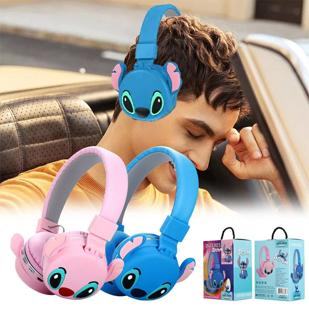 Lilo & Stitch Kids Foldable Wireless Headphones Ear Pads Headset Gift Earphones