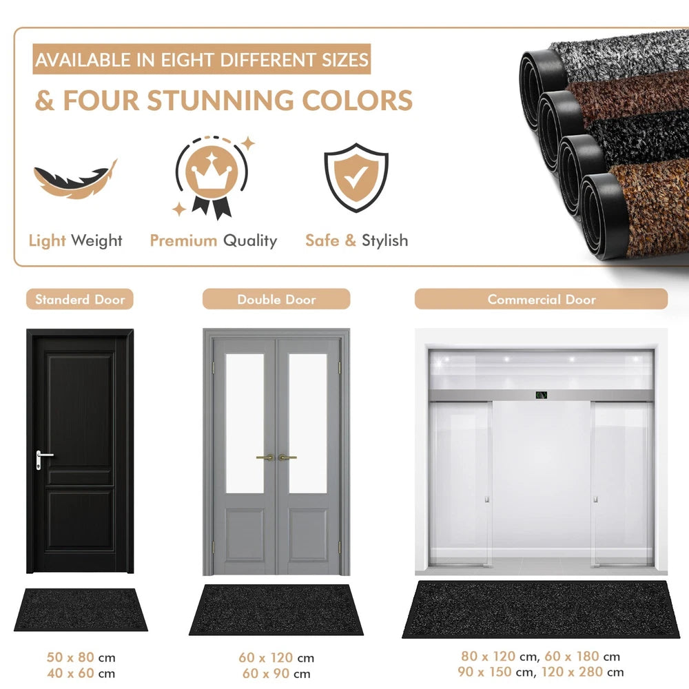 Barrier Mat Entrance Door Mat Heavy Duty Non Slip Dirt Trapper Rubber Back Rugs