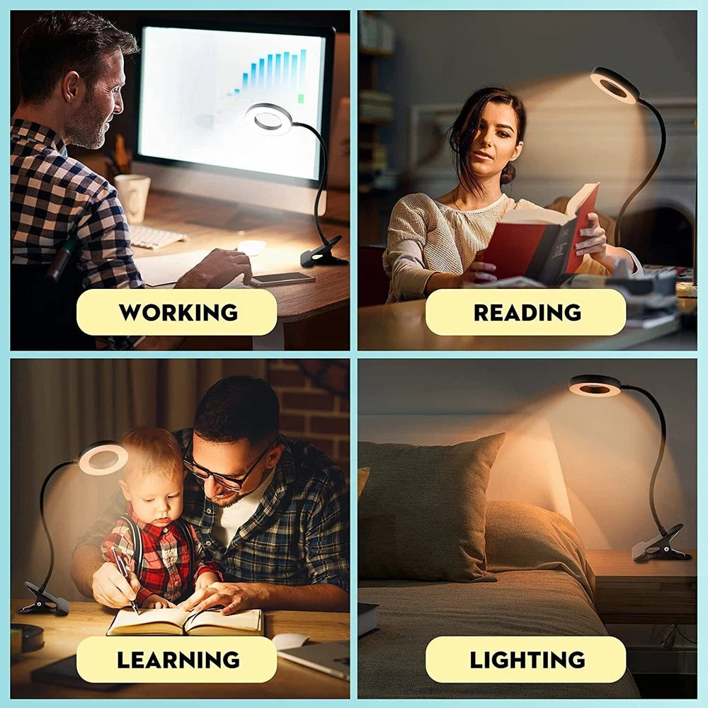 48 LED USB Clamp Clip On Flexible Desk Light Bed Reading Table Study Night Lamp