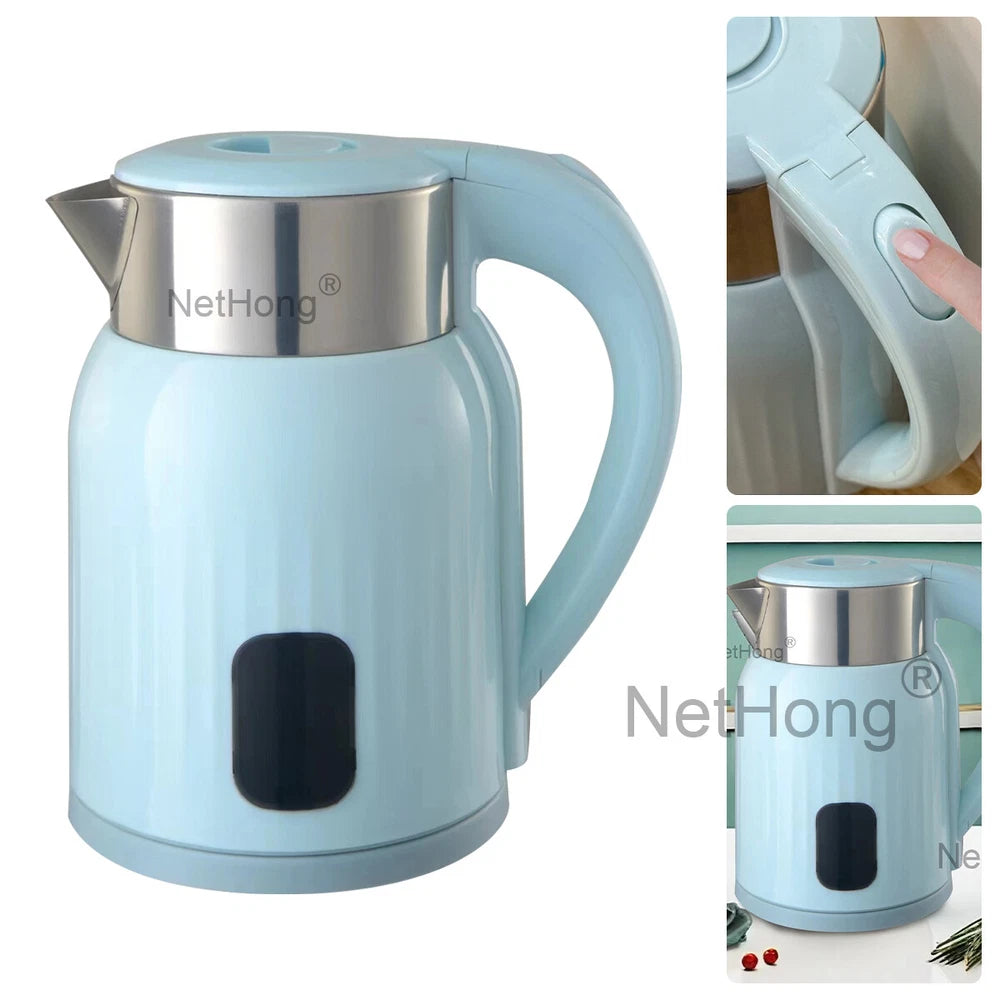 0.6/2/2.3L Portable Fast Boil Electric Quiet Stainless Steel Travel Kettle Jug~