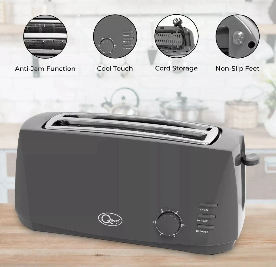 Quest 4-Slice Toasters with Extra Wide Slots / Variable Browning Control, 1400W