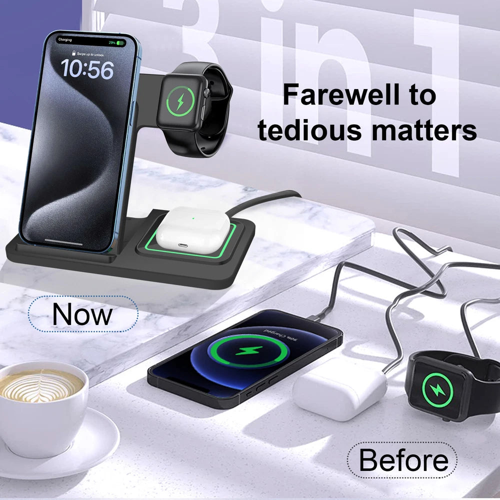 3in1 Wireless Charger Dock Charging Stand For Apple Watch Ultra 9 8 iPhone 16 15