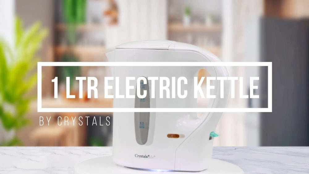 White Travel Kettle Portable Electric 1L Camping Caravan Kitchen Jug Holiday New