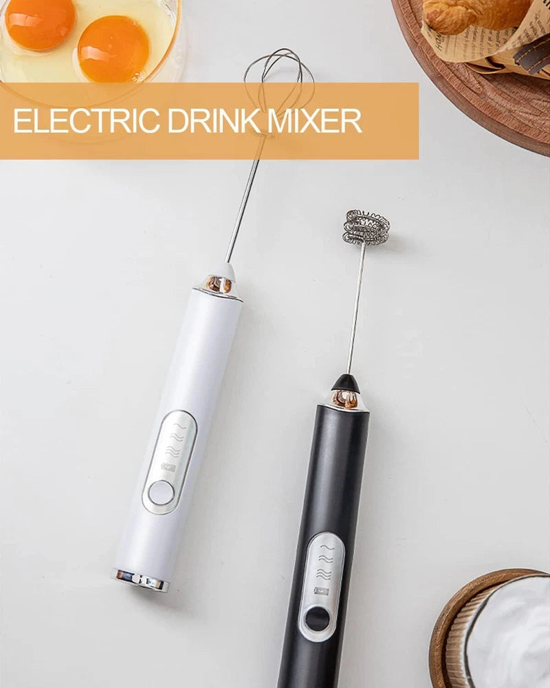 USB Rechargeable Milk Coffee Frother Whisk Egg Beater Handheld Frappe Mixer New