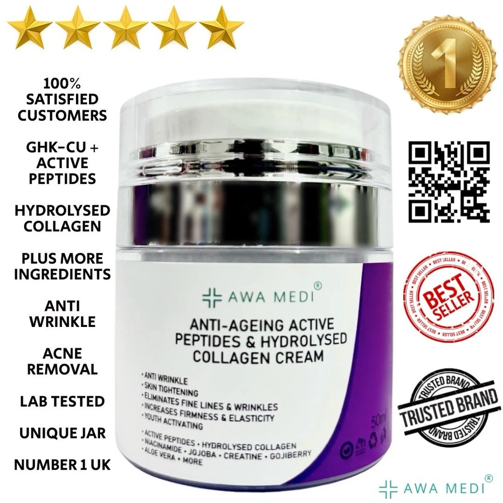 ANTI AGEING FACE CREAM GHK-Cu + ACTIVE PEPTIDES COLLAGEN ANTI WRINKLE CREAM 50ML