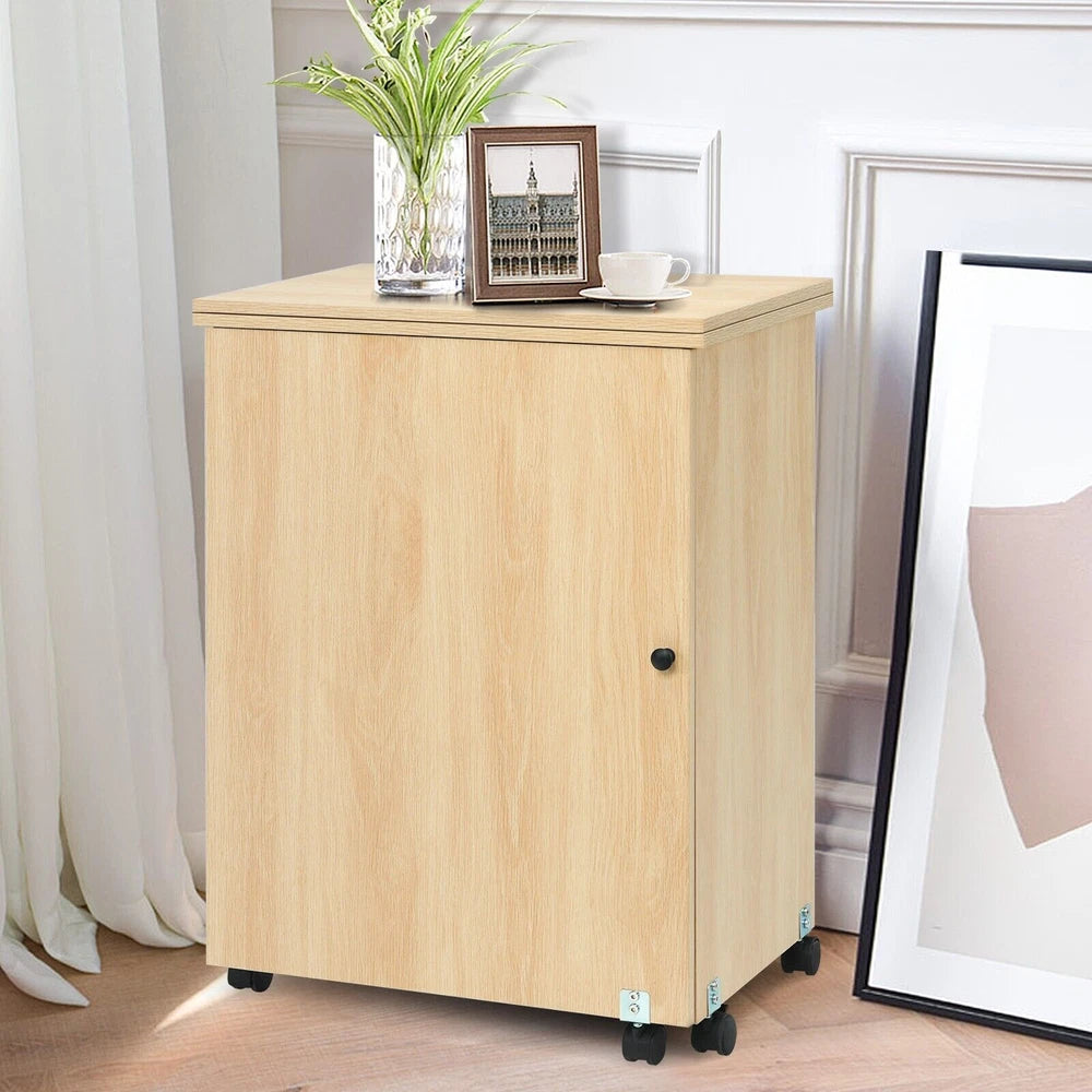 Folding Sewing Table 2 IN 1 Rolling Craft Table Office Desk Workstation