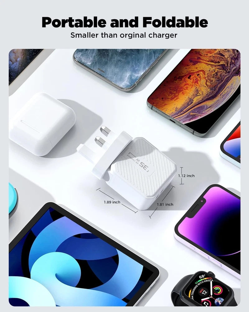 35W USB-C Fast Charger PD Power Adapter Plug & Cable For Apple iPhone 16 15 UK