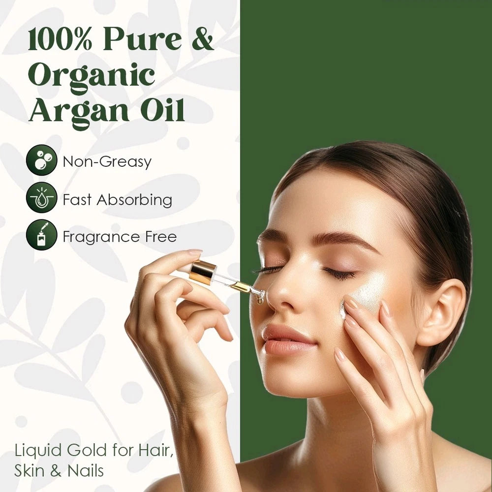 100% Pure Organic Argan Oil | Cold-Pressed Natural Treatment for Hair & skin