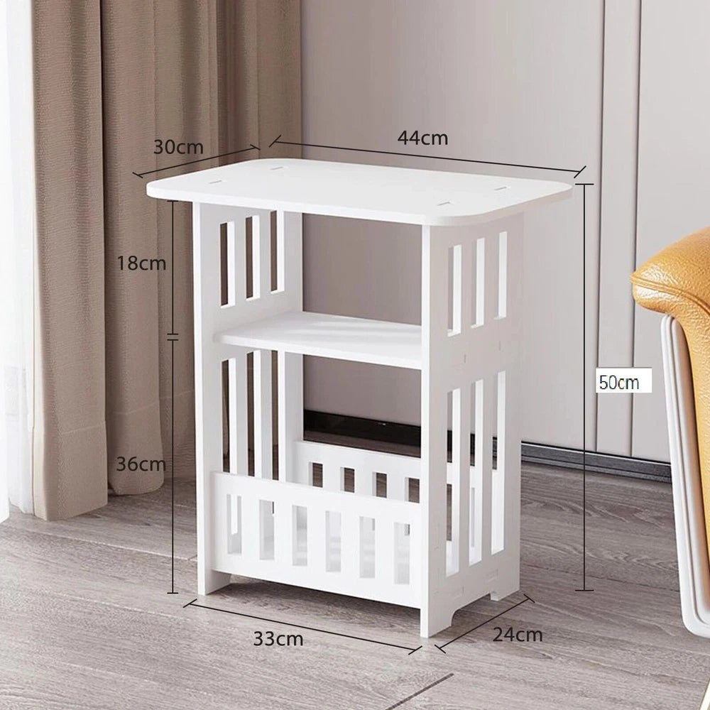 White Small Bedside Table Nightstand Coffee Tea Table Nightstand Storage Shelf