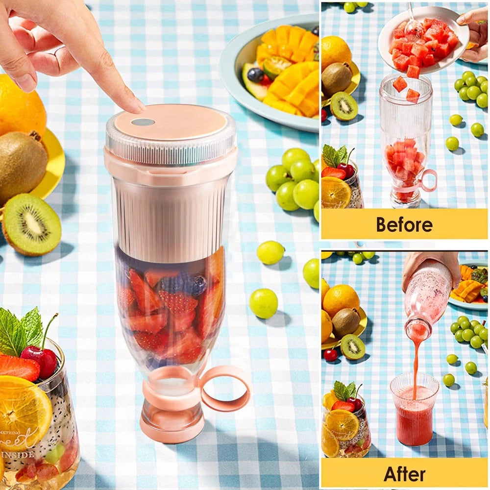 Portable Blender Bottle USB Rechargeable Mini Electric Travel Juicer Fruit Mixer