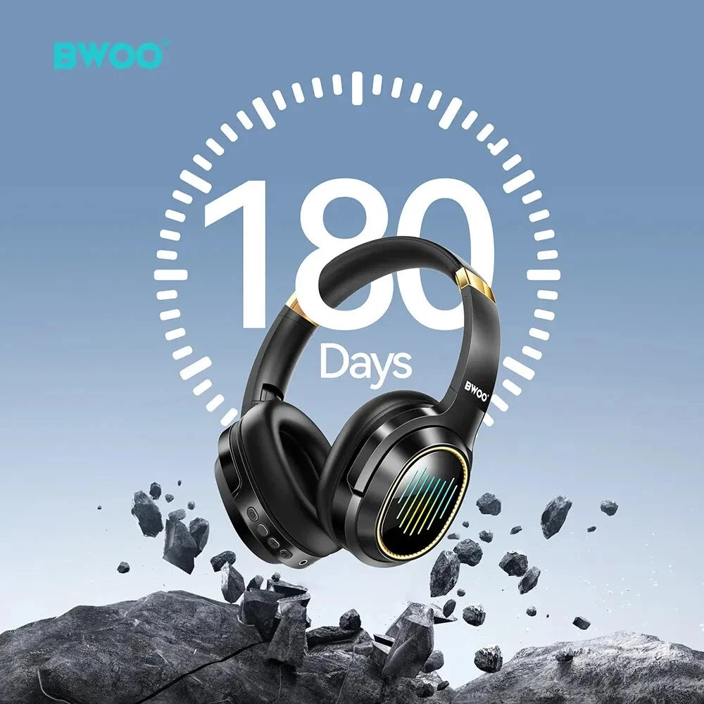 TWS Wireless Bluetooth 5.4 Headphones LED RGB ANC Over-Ear Earphones 50H