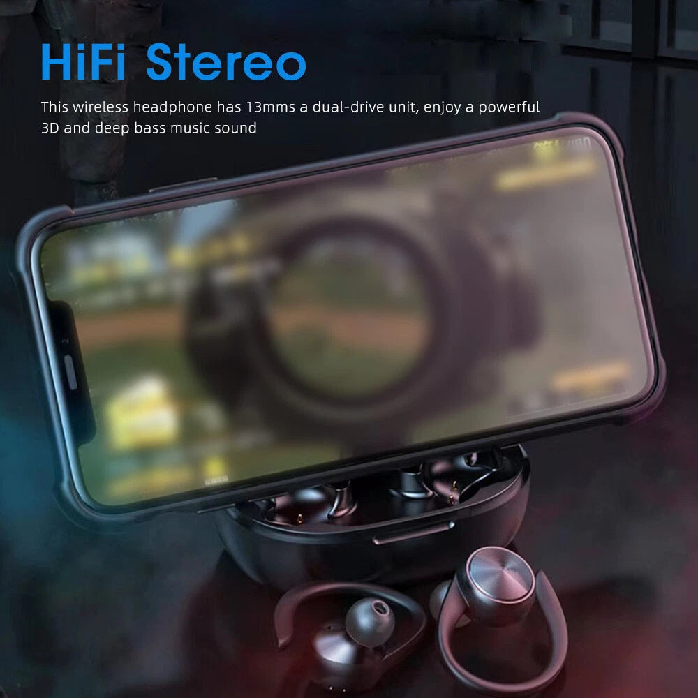 TWS Wireless Headphones Bluetooth Earbuds Ear Hook Running Bass Sports Earphones