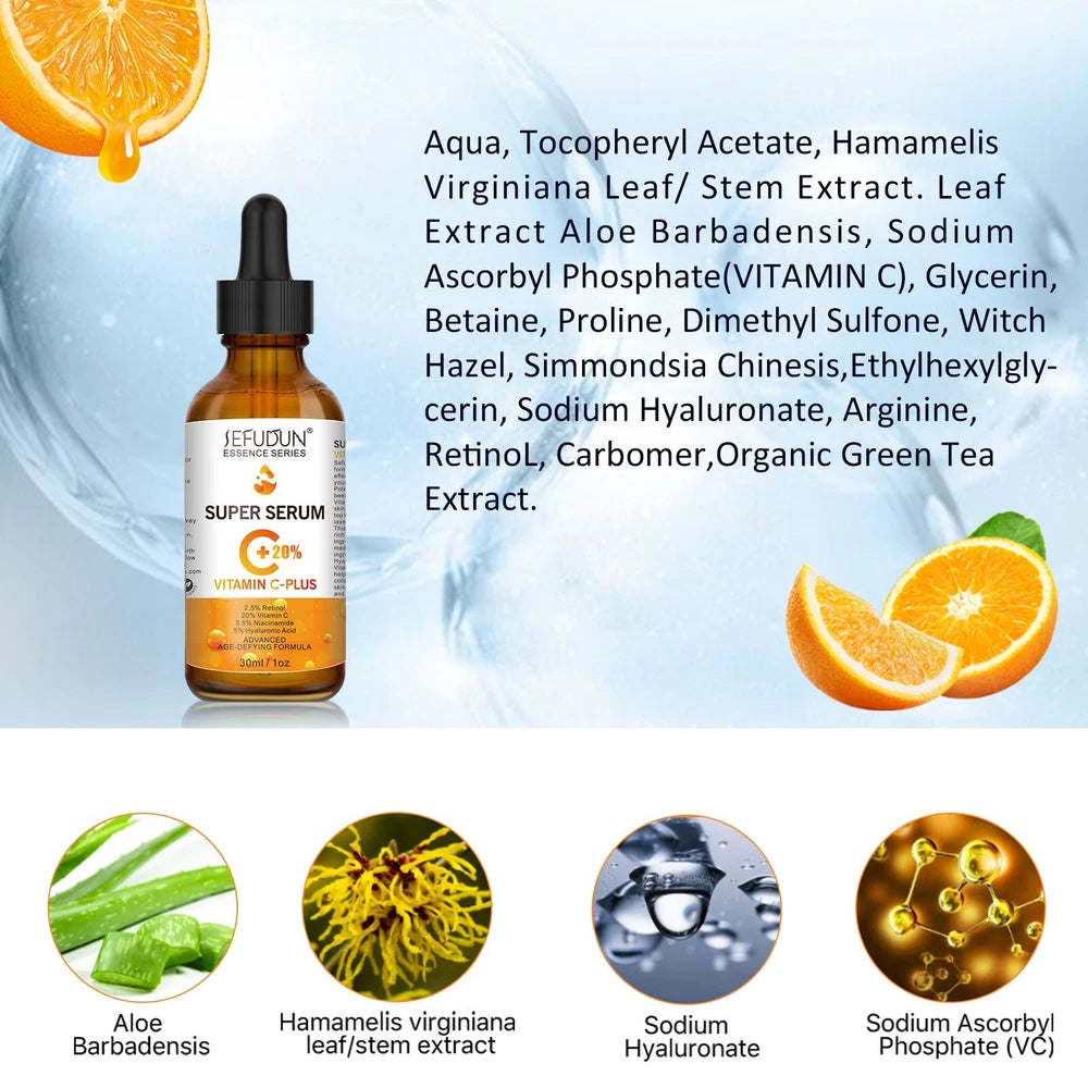 Vitamin C +20% Face Super Serum  Hyaluronic Acid 30ML  Brand New UK