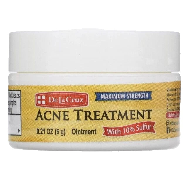 De La Cruz Sulfur Ointment 10% Anti Acne Spot Treatment Maximum Strength 6g