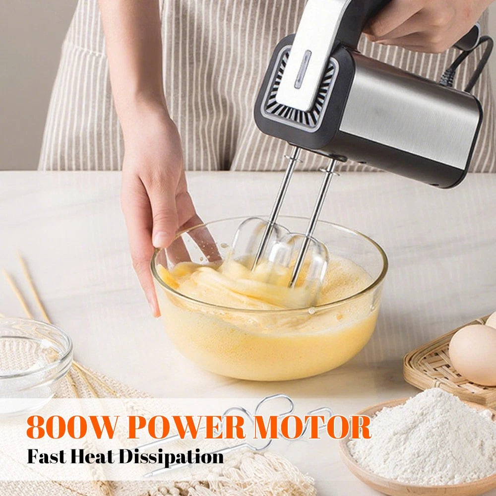 800W Electric Hand Mixer Food Whisk 5 Speeds Turbo Egg Beater Cake Baking