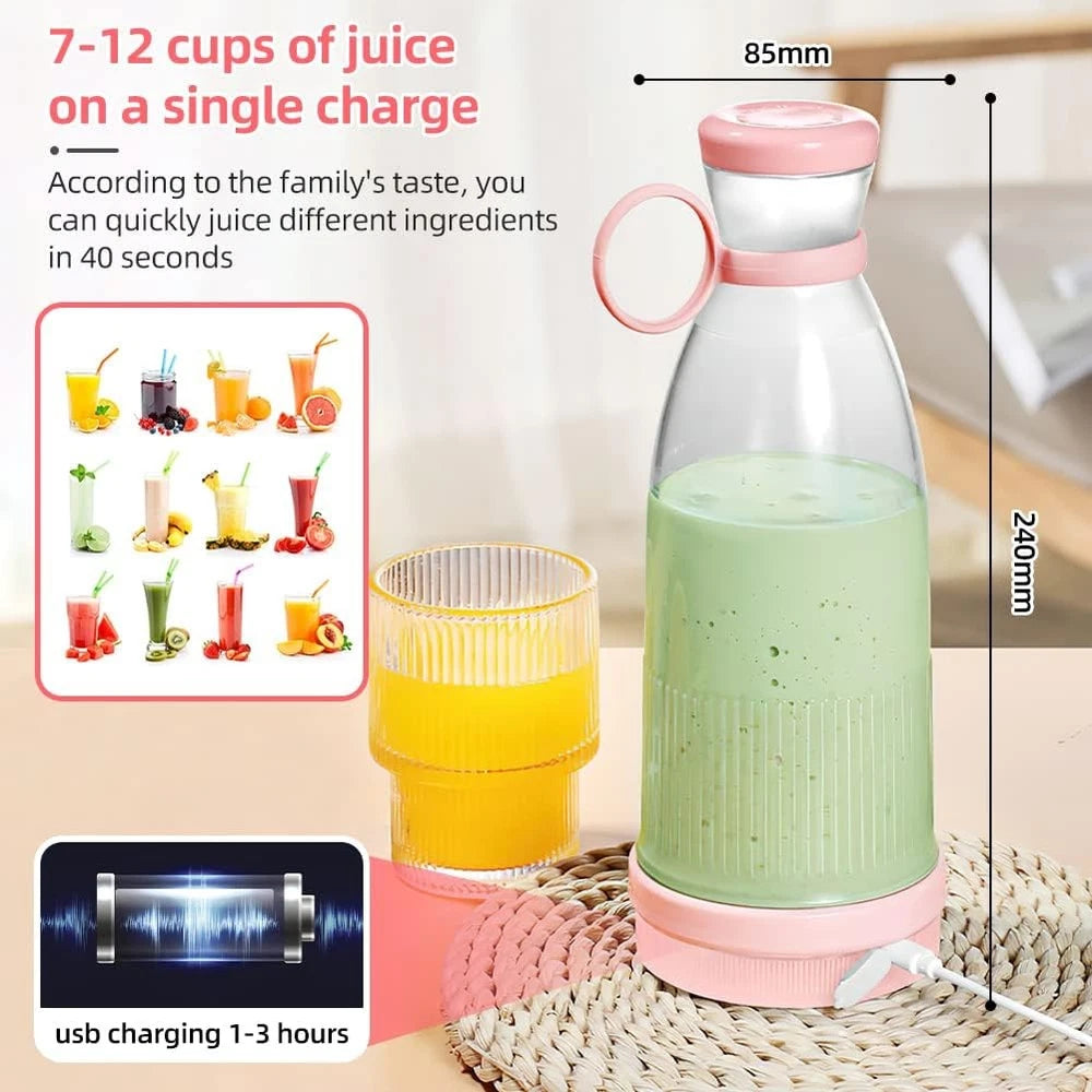 Portable Blender Bottle USB Rechargeable Mini Electric Travel Juicer Fruit Mixer