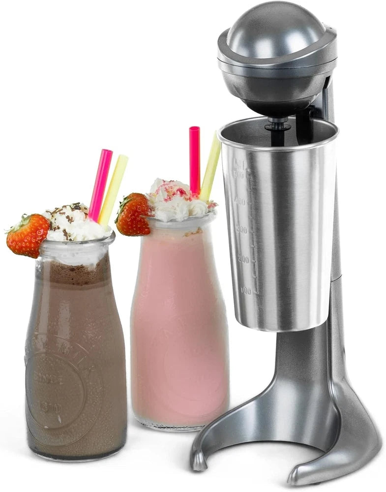 LIVIVO 100W Retro Milkshake Maker 500ml Stand Mixer for Cold Drinks Silver