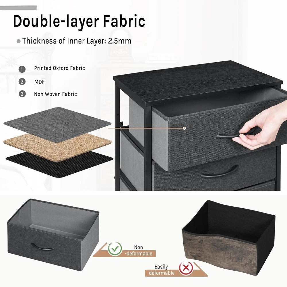 Chest of Drawers Bedroom Furniture Storage Bedside Cabinet 5 Drawers 6 Colours