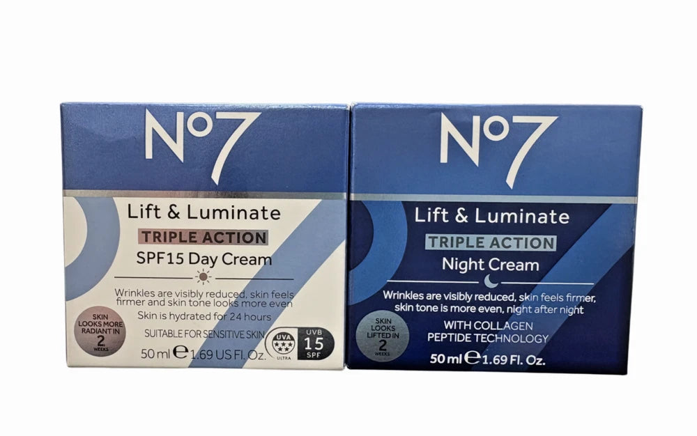 No7 Lift & Luminate Triple Action | Day Cream SPF15 & Night Cream | 50ml