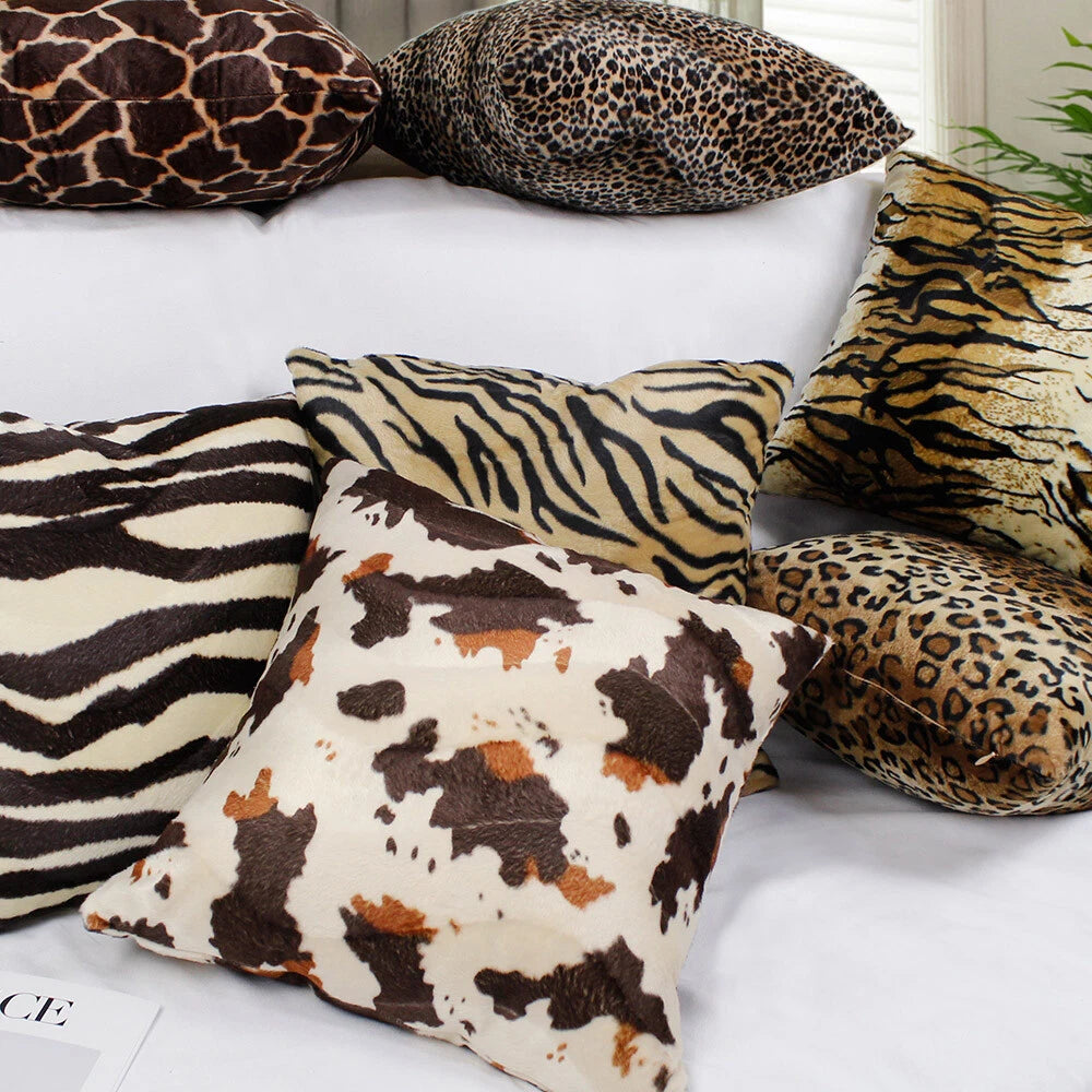 12-28" Leopard Tiger Zebra Print Soft Plush Cushion Cover Pillow Case Home Decor