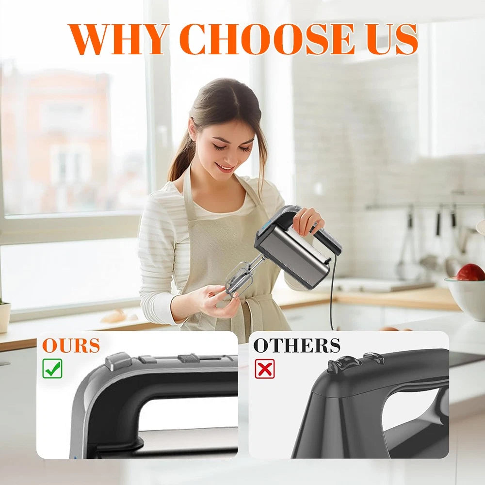 800W Electric Hand Mixer Food Whisk 5 Speeds Turbo Egg Beater Cake Baking