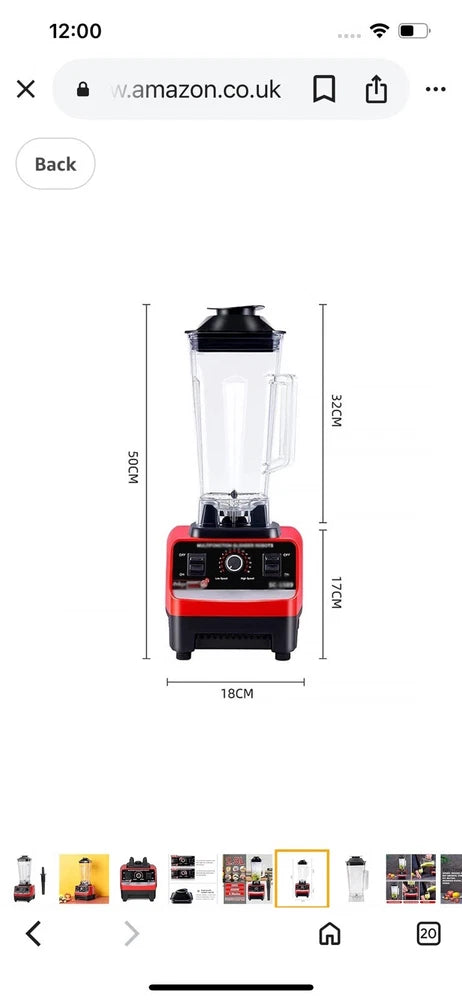 Commercial Food Blender Heavy Duty Kitchen Mixer Milkshake Smoothie