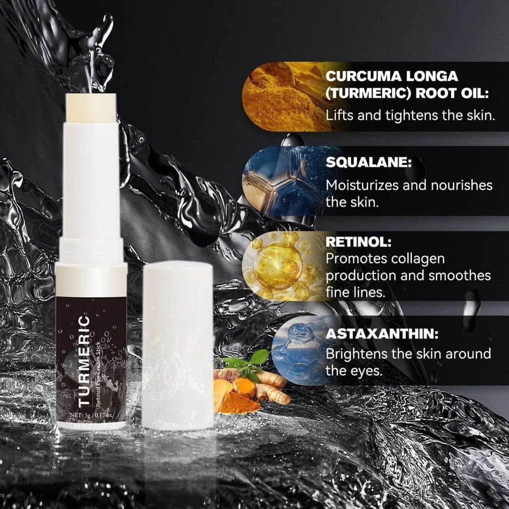 Turmeric Retinol Eye Cream Stick Anti-Ageing Dark Circles Puffiness Wrinkle Care