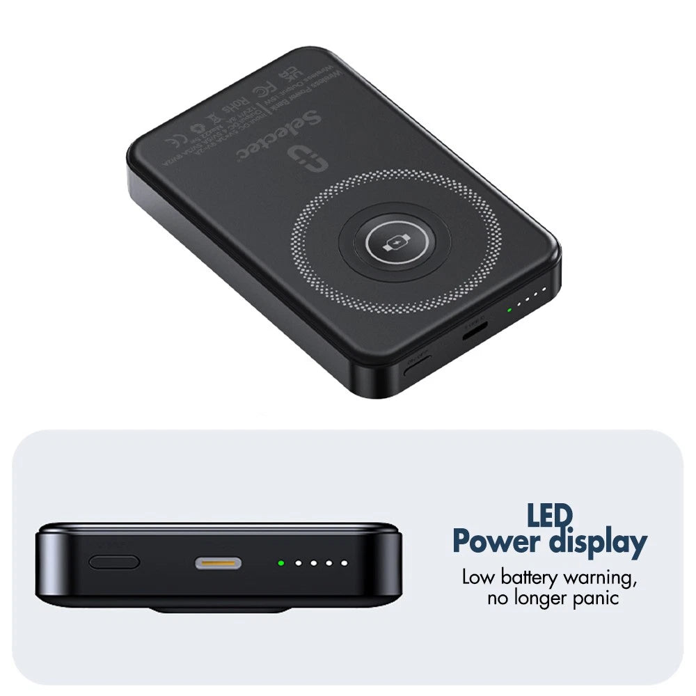 9000000mAh Power Bank Mag-safe Magnetic USB Fast Charger Battery Pack for Phone