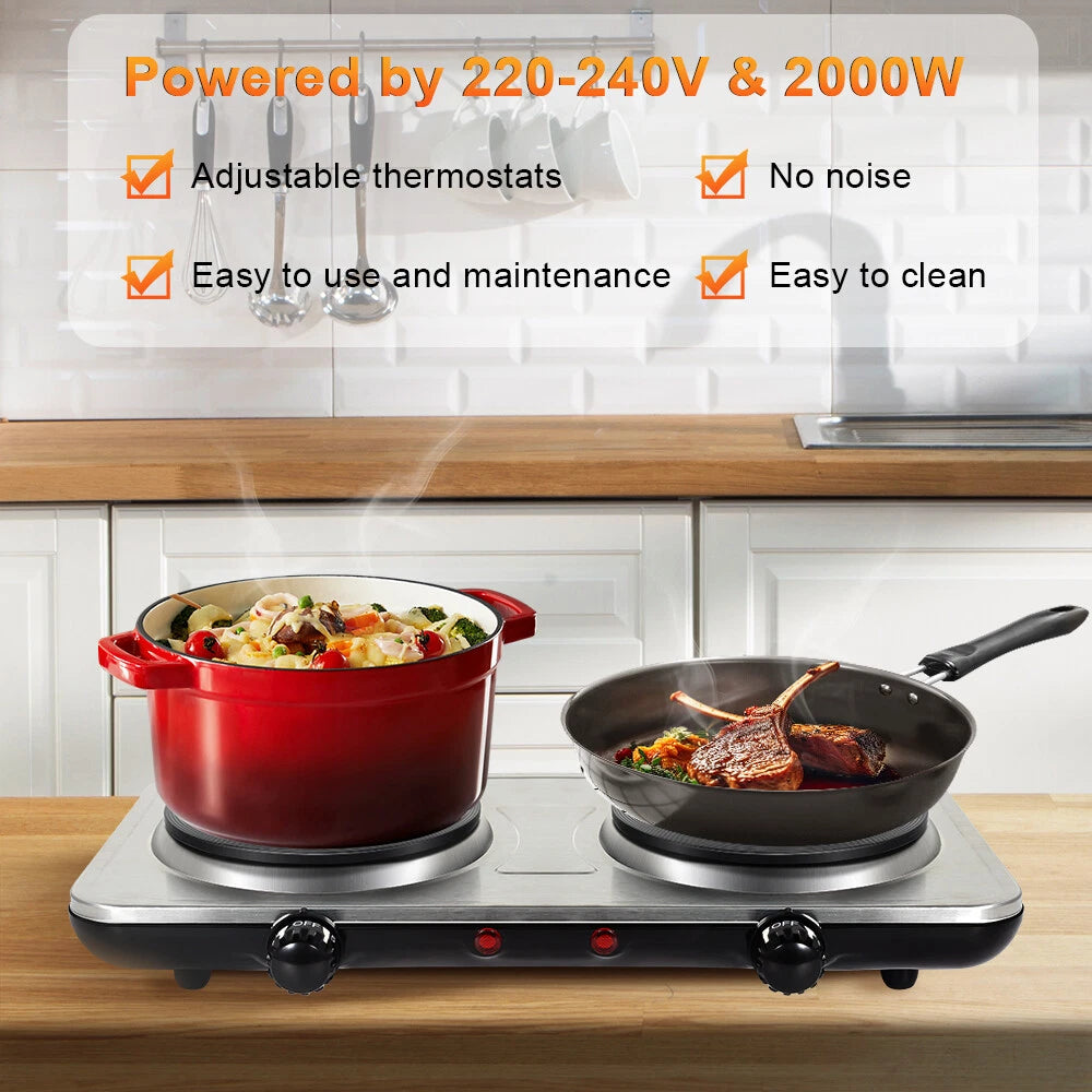 New Electric Hot Plate Portable Single Double Table Top Cooker Kitchen Hob Stove