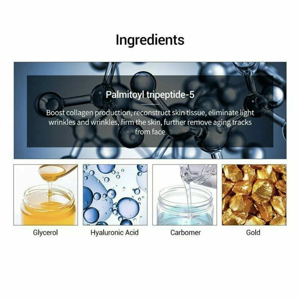 2*Wrinkle Firm Peptide 24K Gold Collagen Face Serum Hyaluronic Acid Anti Aging