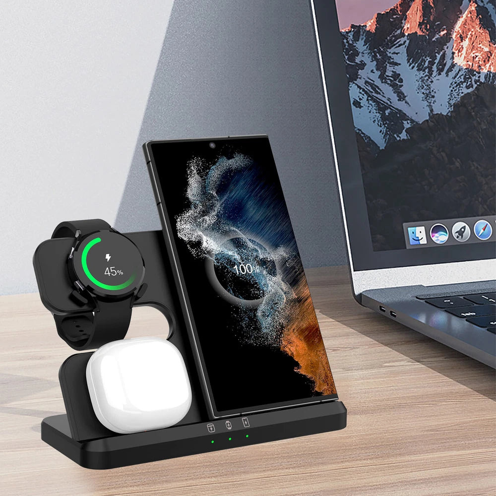 15W 3in1 Wireless Charger Station Charging Dock For Samsung Galaxy Watch 7/6 S24