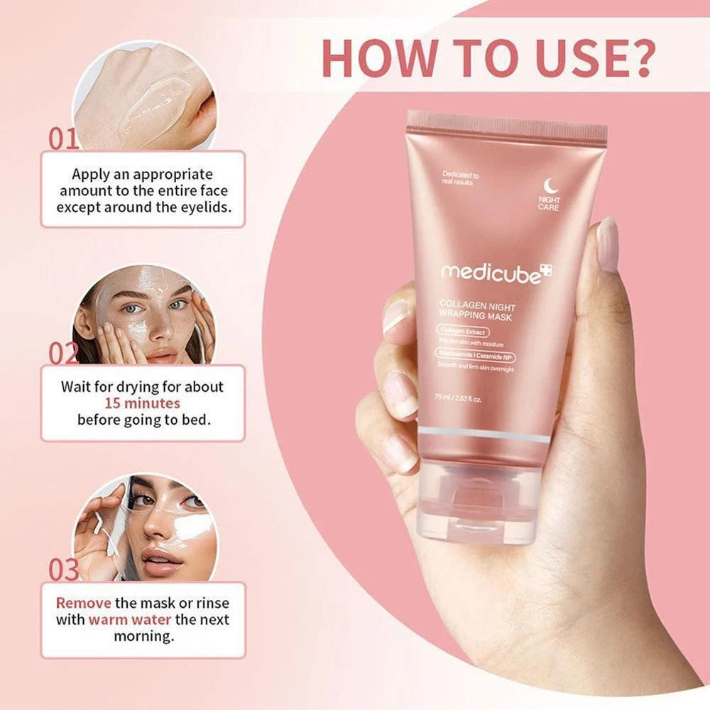 Collagen Night Wrapping Mask Overnight Wrapping Peel Off Natural Facial Mask 75⊙