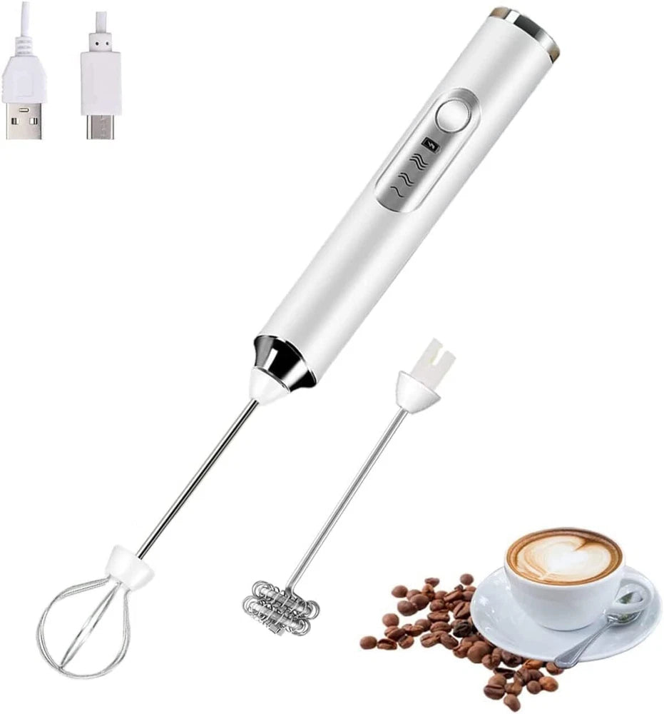 USB Rechargeable Milk Coffee Frother Whisk Egg Beater Handheld Frappe Mixer New