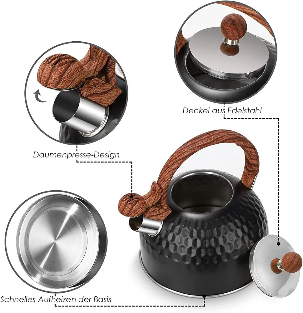 Whistling Kettle 2.5Liter Tea Kettle for Gas Stove Home Kitchen Kettle Cooker UK