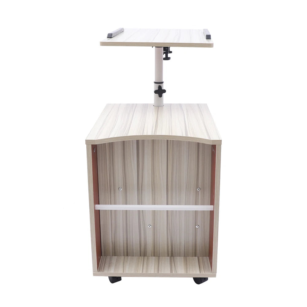 Laptop Desk Bedside Table with Lift Up Top - Modern Nightstand 2 Drawers w/Wheel