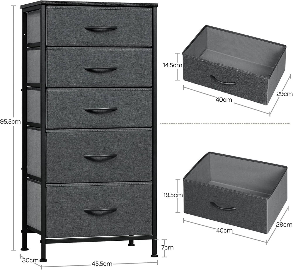 Chest of Drawers Bedroom Furniture Storage Bedside Cabinet 5 Drawers 6 Colours