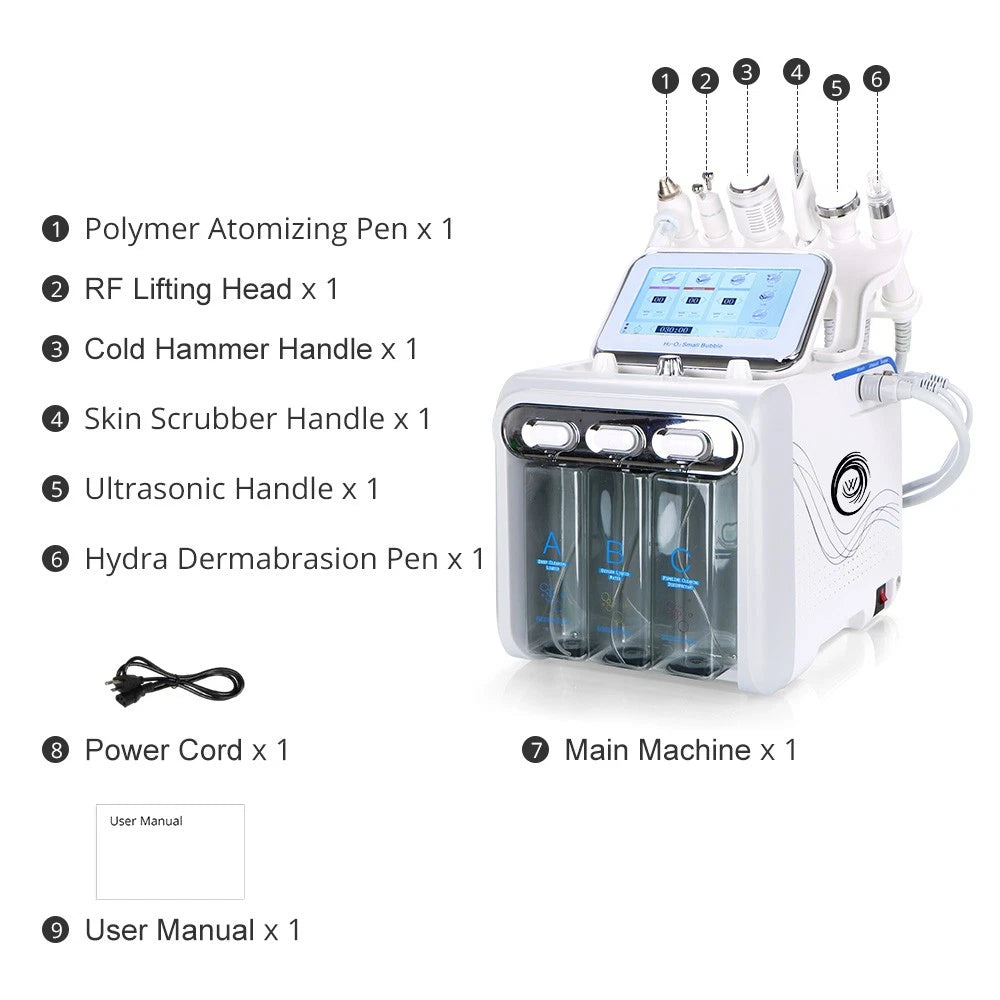 6/7 in1 Hydra Water Facial Cleaner Aqua Peel Hydro Dermabrasion Beauty Machine