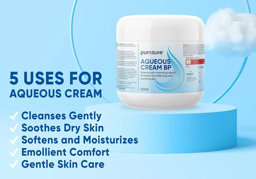 Purosure Aqueous Moisturising Cream 500ml Relief Of Dry Dry Skin Fragrance Free