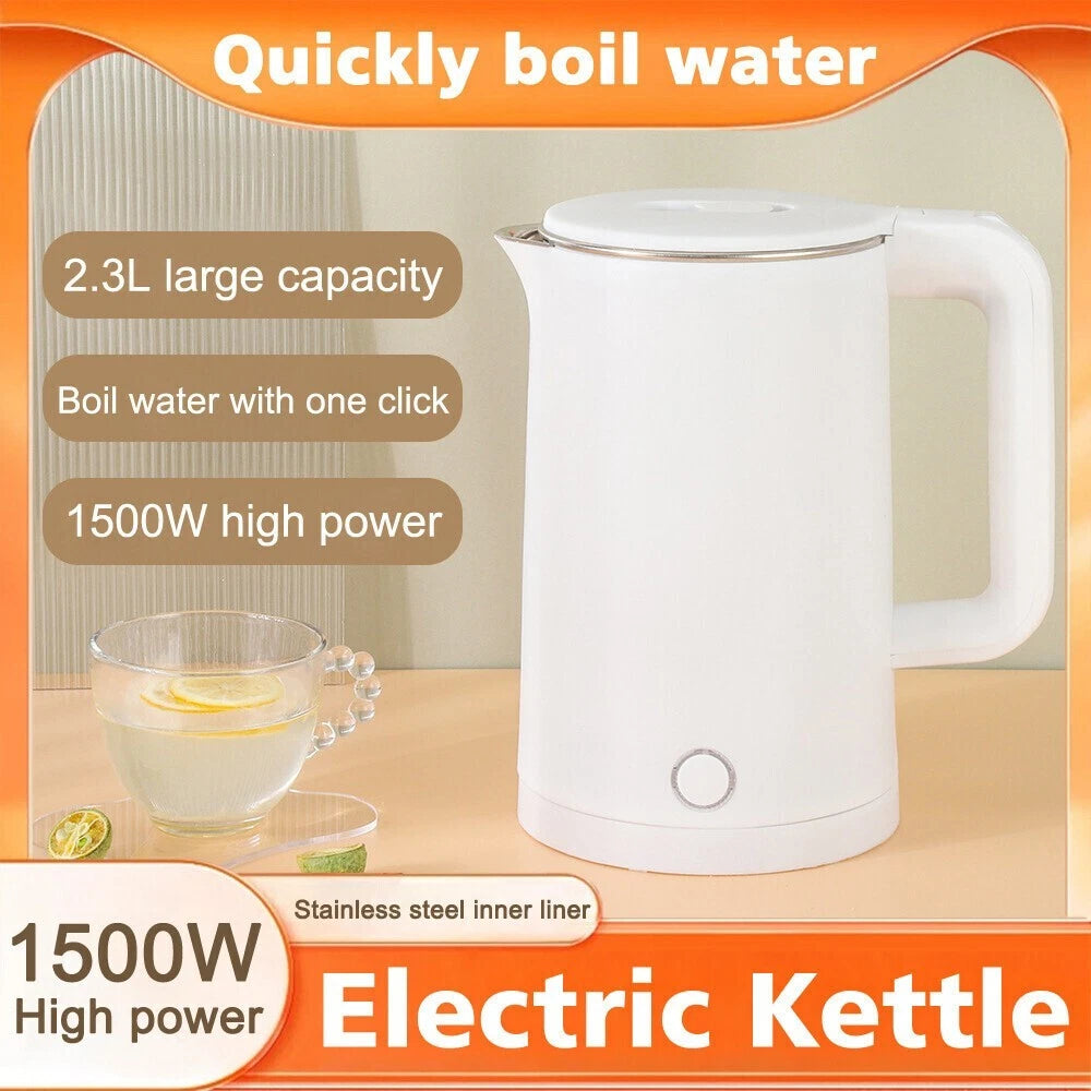 2.3L Electric Kettle Fast Boil 1500W Stainless Steel Jug Boil-Dry Protection