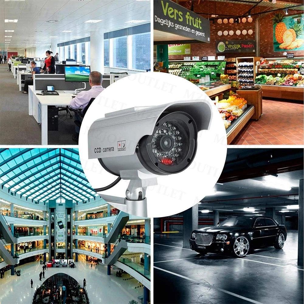1/2 Dummy Security Camera Solar Powered CCTV Surveillance Bullet Cam Fake IR LED