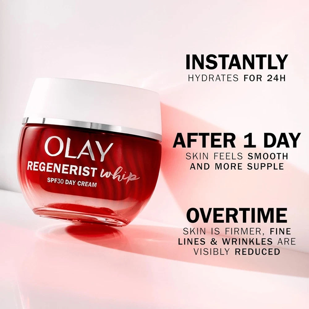 Olay Regenerist Whip Day Face Cream SPF30, Lightweight Anti-Wrinkle 50ml
