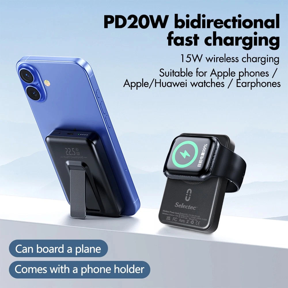 9000000mAh Power Bank Mag-safe Magnetic USB Fast Charger Battery Pack for Phone