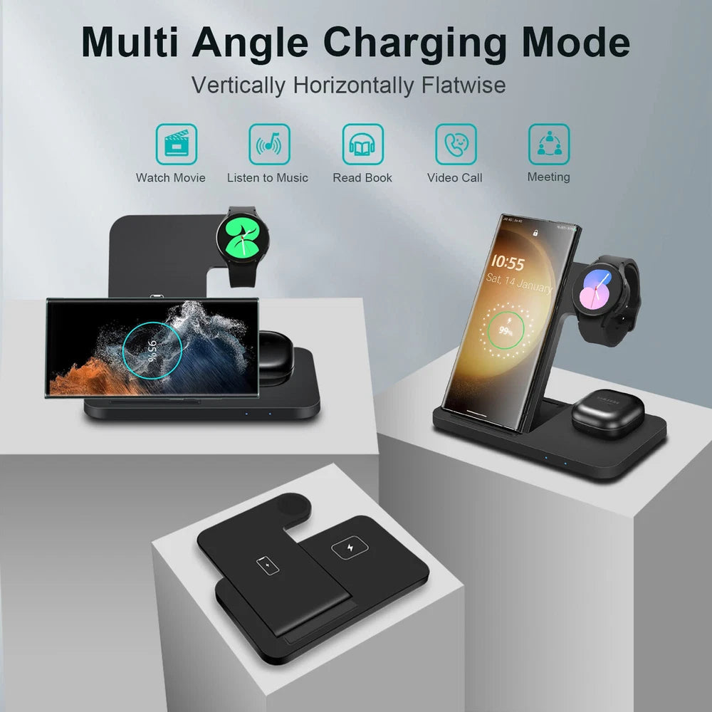 3in1 Wireless Charger Station Dock For Samsung Galaxy Watch 7/6 S25+ S24 Z Flip6