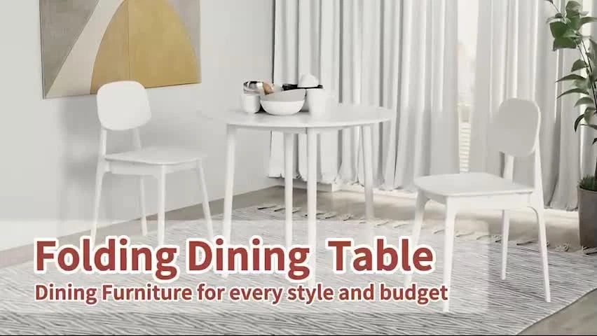 Folding Dining Table, Round Drop Leaf Table for Small Spaces