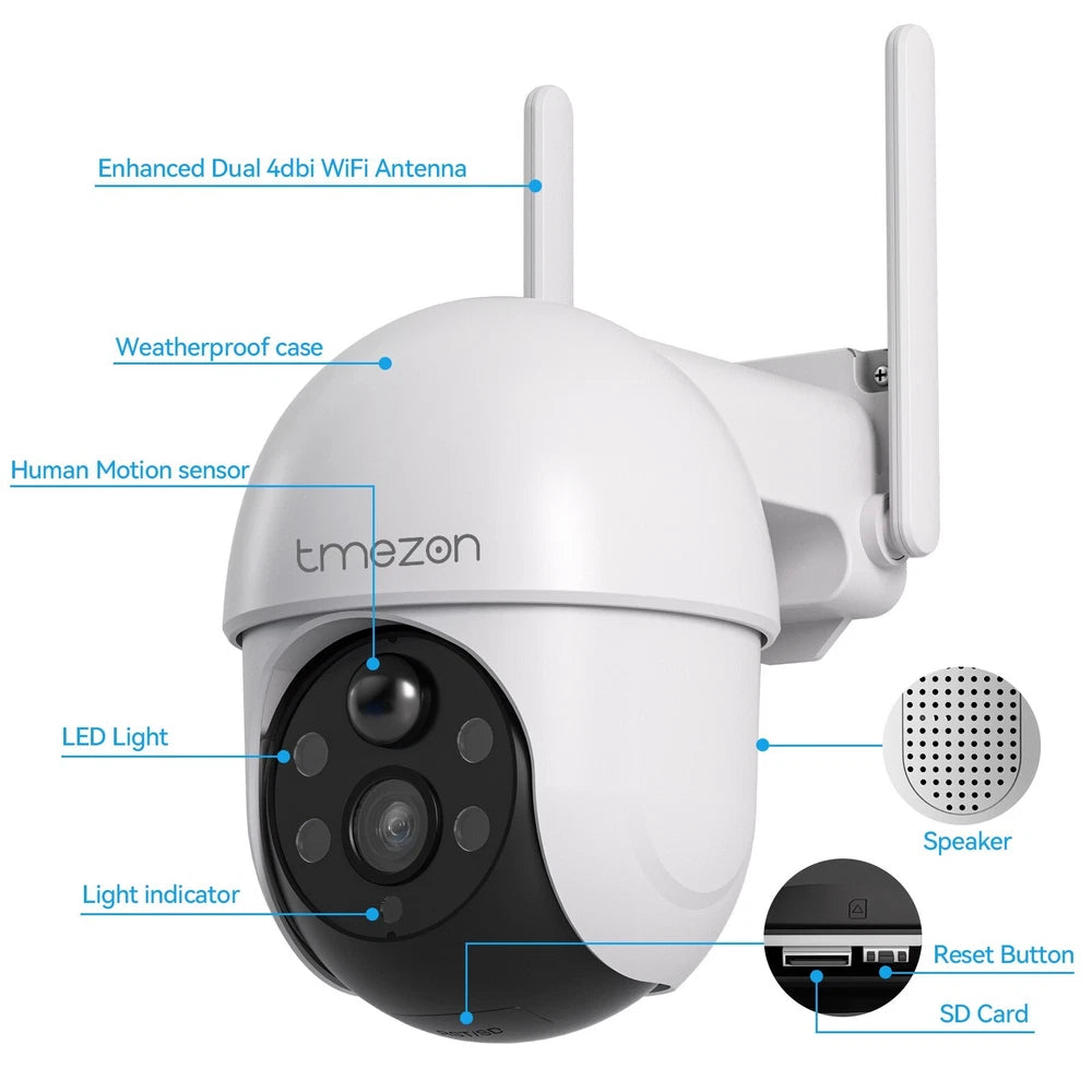 4MP Wireless Security Camera360° PTZ WiFi Solar Battery CCTV Home Outdoor PIR