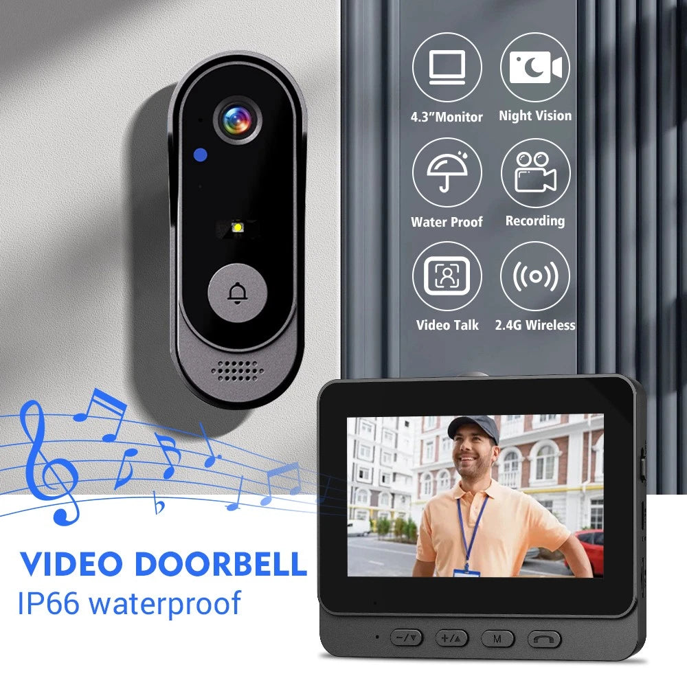 Smart Wireless Video Doorbell Security Streaming Camera Door Bell Intercom HD