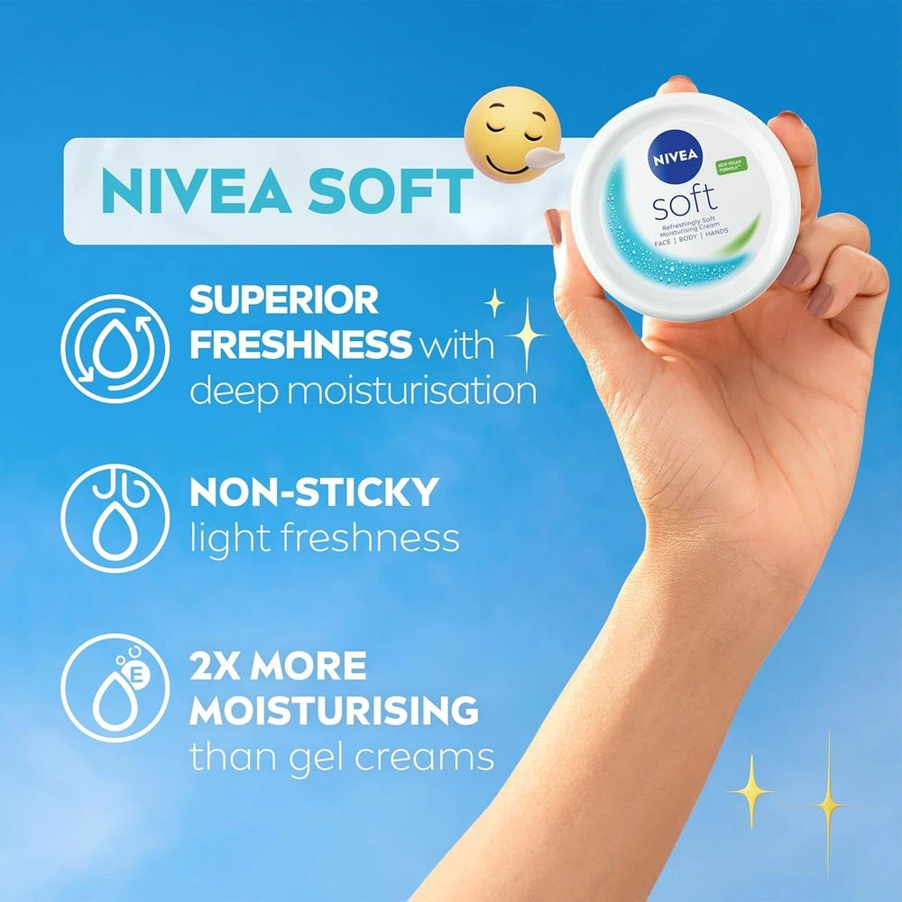 NIVEA Soft Moisturising Cream 500ml All Day Cream For Face Body Hands Vitamin E